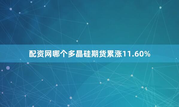 配资网哪个多晶硅期货累涨11.60%